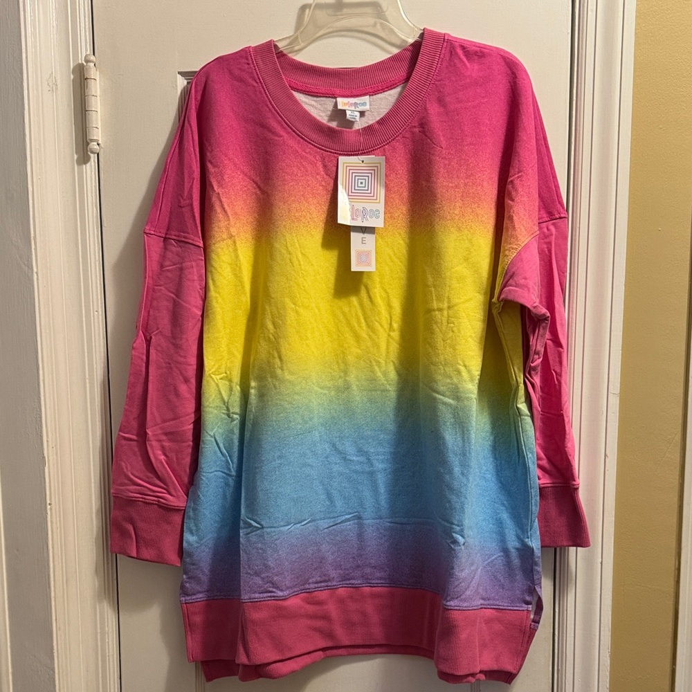 LuLaRoe Gradient Ombre Sweatshirt in Pink, Yellow, Blue 🦄